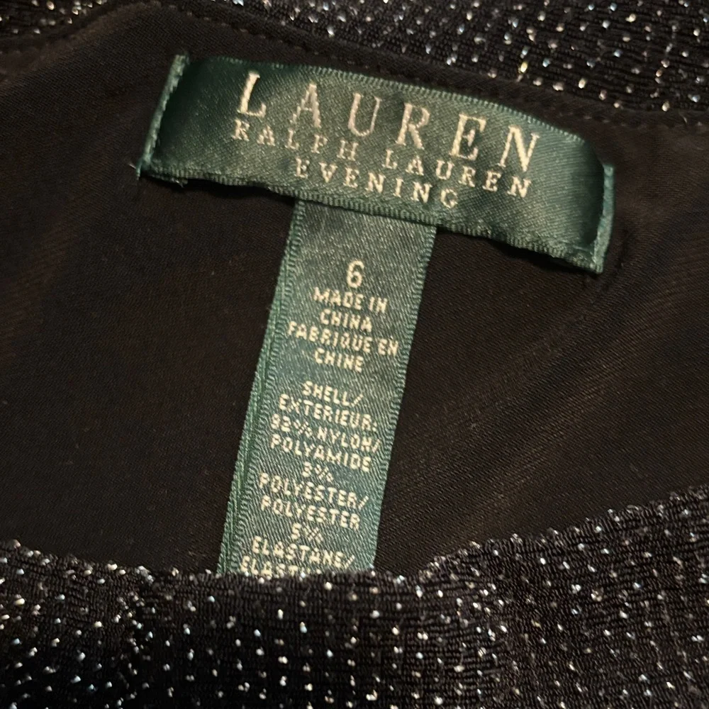 Lauren Ralph Lauren One-Shoulder Black Sparkle Cocktail Dress - Picture 5 of 6